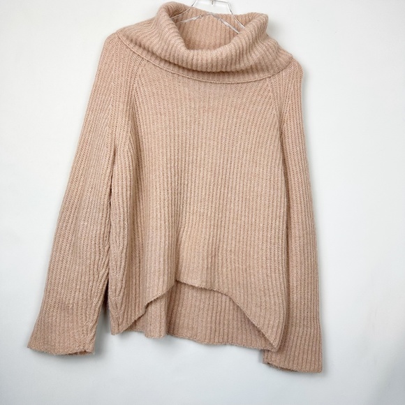 Point Sur Ribbed Turtleneck Rib Knit Fuzzy Sweater Pale Peach - Picture 2 of 7